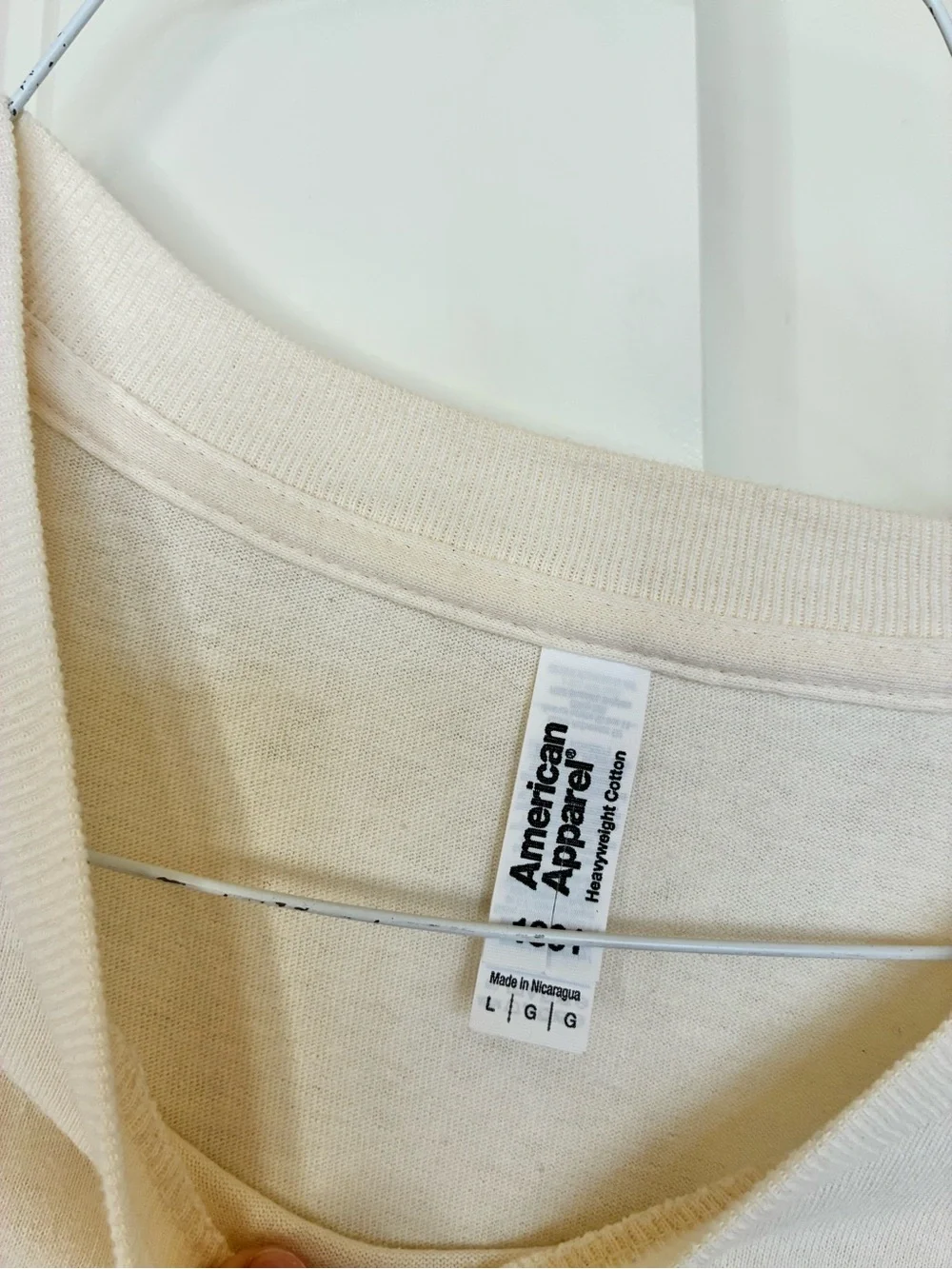 American Apparel Boxer Dog Mom Graphic T-Shirt Ivory Size Large